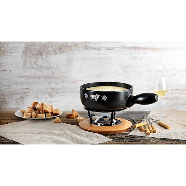 Ostfondue gafflar bambu 6 delar, rostfritt stål, silver/brun, 26,5 x 1,5 x 1,5 cm null none