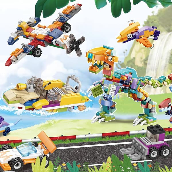 Barnadventskalender 2023 Byggstenar Julkalender, 24 dagars julkalender Dinosaur & Car