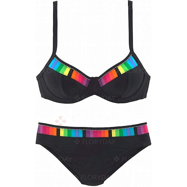 Ny Gradient Fyrfärgad Baddräkt Hög midja Baddräkt Bikini Underkläder Volang baddräkt Öppen baddräkt Hög midja Baddräkt Sexig hög midja Ope M