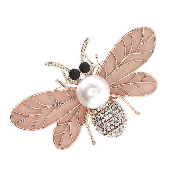1 st brosch legering biformad strass bedårande imitation pärla inlagd bröstnål brosch för dam kvinnor Rose Gold 3.1X4.9cm