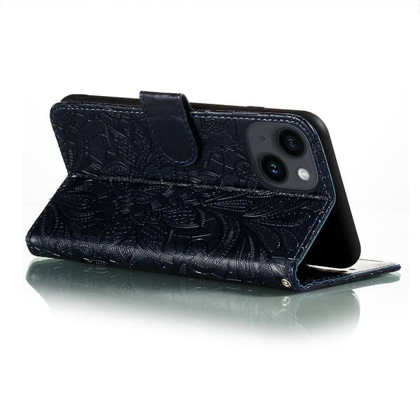 Lace Flower Phone case för iPhone 15 Dark blue
