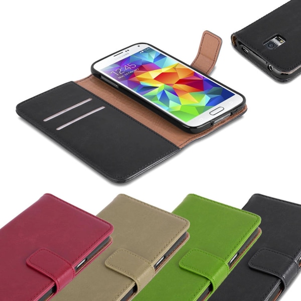Case Galaxy S5 / S5 NEO Cover Case Fodral - blank yta med stativfunktion och kortplats CAPPUCCINO BROWN Galaxy S5 / S5 NEO