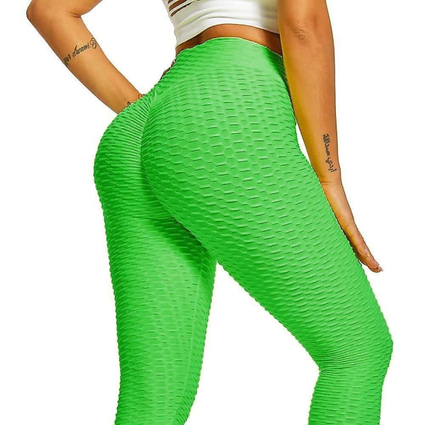 Kvinnors Leggings Yogabyxor med hög midja Tiktok Scrunch Butt Jacquard Ruched Booty Tights Mage Control Butt Lift Grå Vit Svart Lila Fitn Mineral Green XL