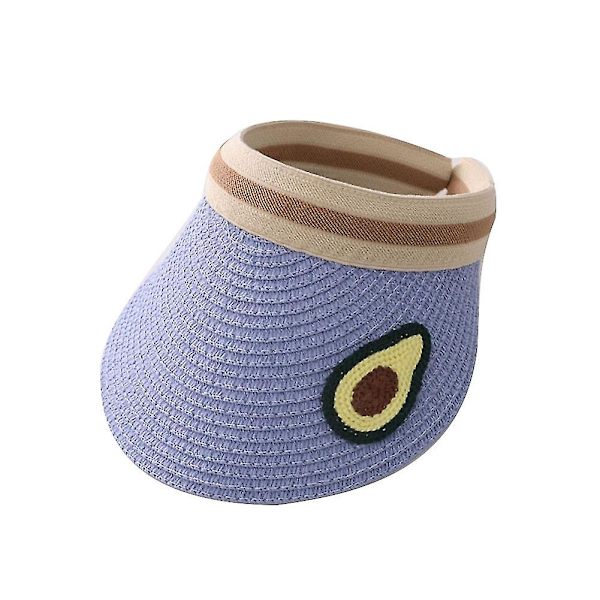 Sommar Barn Print Bred brättad UV-skyddsmössa Topless cap Solhatt Blue Avocado