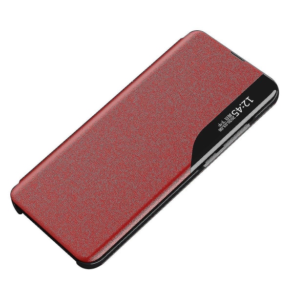 Kompatibel Honor Magic 5 Lite 5g /x9a 5g Pu-läderskal från sidan Fönsterställ Case Telefon Cover-d Red