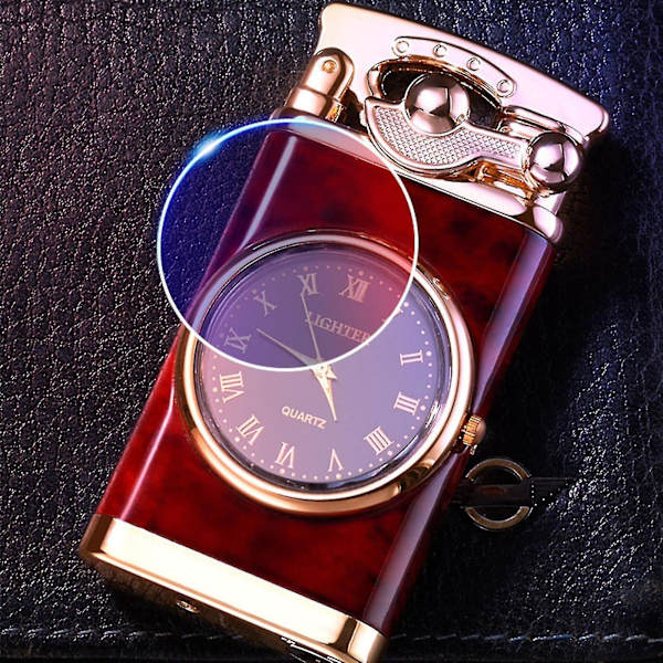 Uppblåsbar tändare med elektrisk watch Creative Dial Rocker Arm Uppblåsbar tändare (gas ingår inte, måste blåsa upp dig själv) red