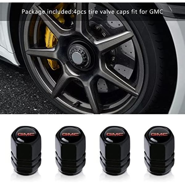 Incredikoo aluminiumlegering däckventilspindelkapslar, lämplig för Chevy-seriens cap Universal Air Cover Biltillbehör för bilar, SUV, T for G black