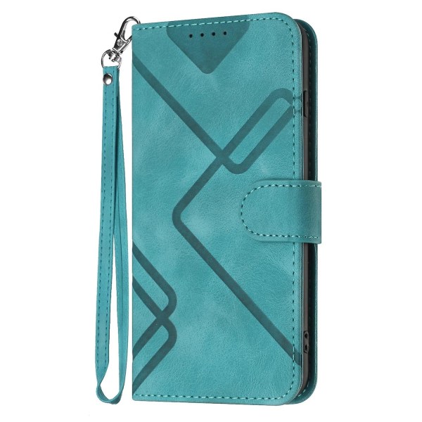 Line Pattern PU case för iPhone 15 Plus Light blue