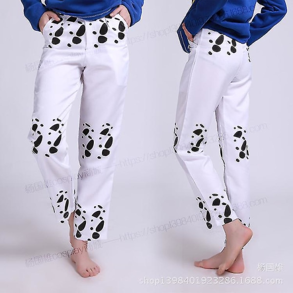 Anime One Piece Trafalgar Law Cosplay kostym Herr Cos Unisex lång kappa kappa hatt One Piece Pants White S