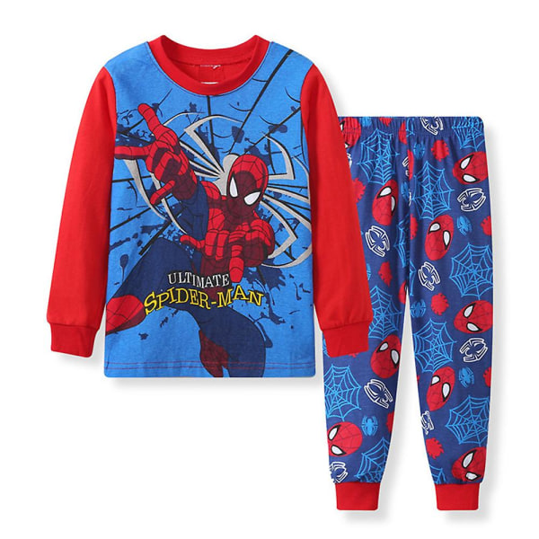 Spiderman Barn Pojkar Batman Pyjamas Långärmad T-shirt Byxor Sovkläder Pjs Set Super Hero Pyjamas för 3-7 år Blue 6-7Years