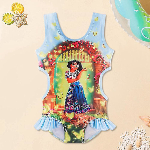 Barn Flickor Encanto Mirabel Isabela Ruffle Badkläder One Piece Simdräkt Baddräkt Light Blue 7-8 Years