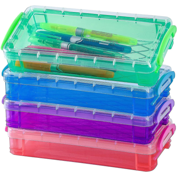 4-pack stapelbar case med stor kapacitet - Penselmålning Pennor Förvaringslåda - Kontorsmaterial Organizer Box (bg09b4) null none