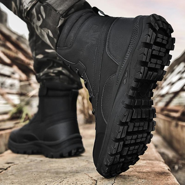 Herr Military Boot Combat Herr Stövlar Tacticalhane Shoes Work Safety Shoes Yj701 Black 40