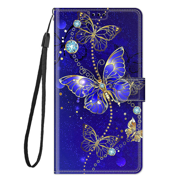 Nytt cover till Samsung Galaxy A52 5g/4g Case Blå Butterfly Pu Läderkorthållare Magnetisk null none