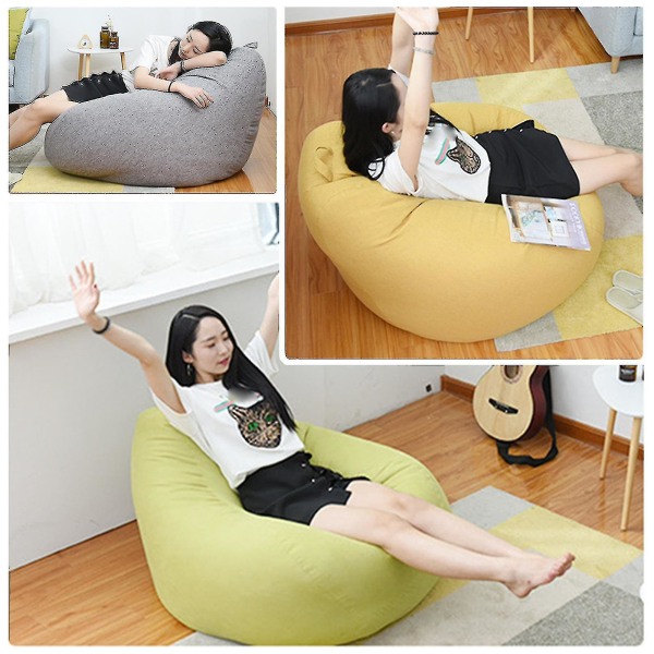 Ny extra stor sittsäcksstol Cover inomhus Lazy Lounger för vuxna barn (säljer endast bean bag cover, ingen fyllning) Yellow l