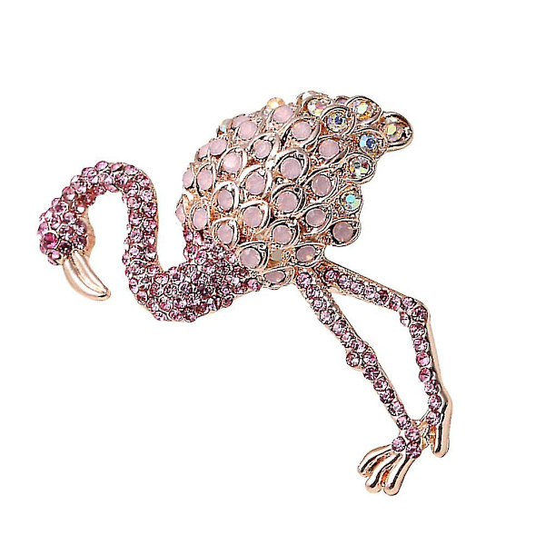 Kristall Flamingo Brosch Mode Legering Flamingo Brosch Dam Flickor Kläder Kläm Tillbehör (ljusrosa) Pink 5.5X4.5cm