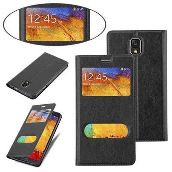 Samsung Galaxy NOTE 3 Cover Case Case - med 2 visningsfönster COMET BLACK Galaxy NOTE 3