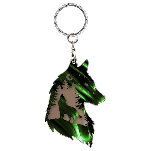 Wolf Key Chain, Plateau Wolf Decoration, Wolf Key Chain Gift Green