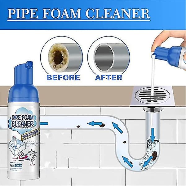 Drain Pipe Foam Cleaner, Pipe Dredge Deodorant Clog Remover 2Pcs