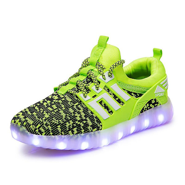 Barnskor Andas Led Ljusskor Dämpande Sportlöparskor G1706 BlackGreen 36