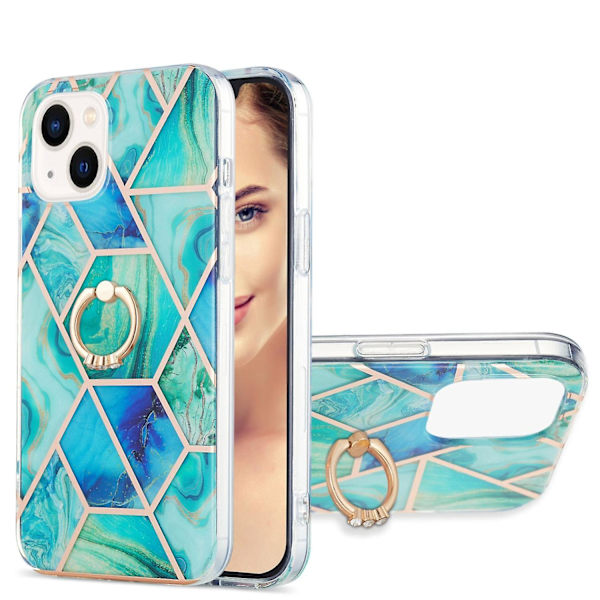 TPU- case med skarvmarmormönster för iPhone 15 Green