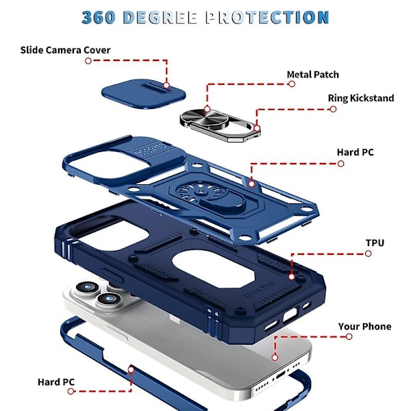 Sliding Camshield phone case för iPhone 15 Pro Blue