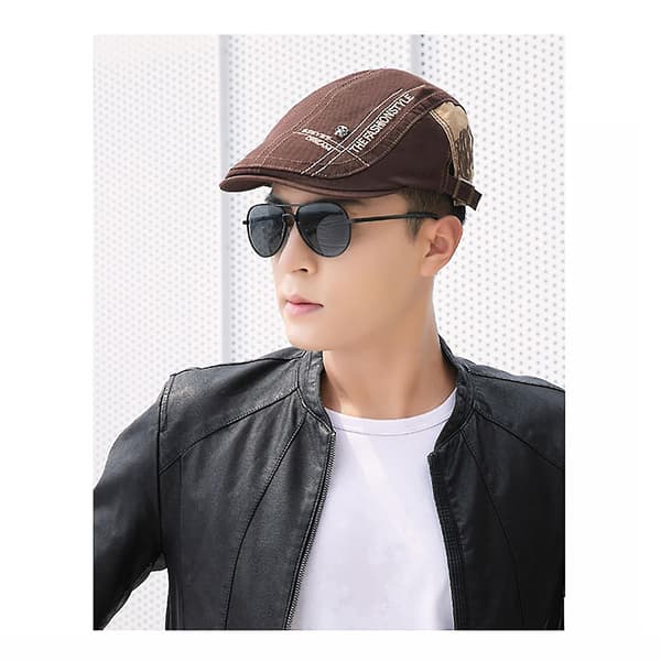 Flat Top Basker Peaked Cap Vind- och dammsäker bomullsmössa för utomhusfiskecamping Deep Khaki none