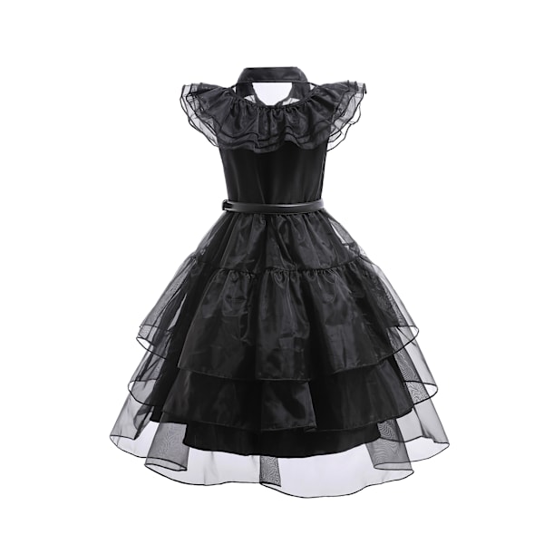 2023 Onsdag Svart klänning cosplay kostym Halloween Adams prinsessa klänning cos kläder M02 160cm