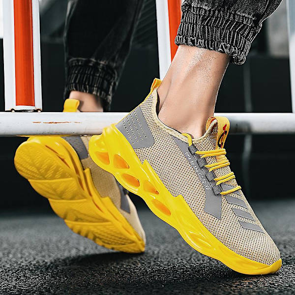 Sneakers för män Löpartennisskor Lättviktsventilerande Sport Athletic 3Cc102 Yellow 42