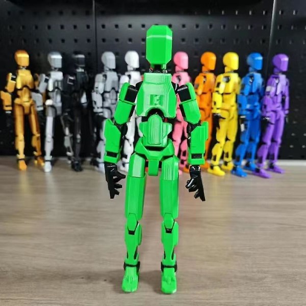 T13 Action Figure, Titan 13 Action Figure, Robot Action Figure, 3D printed med full artikulation för Stop Motion-animering Green black none
