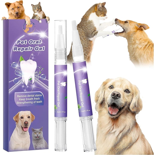 Pet Oral Repair Gel,pet Oral Restorative Gel,gel De Rparation Bucco,pet Breath Freshener Gel Care Cleaner för hundar och katter 2 Pcs
