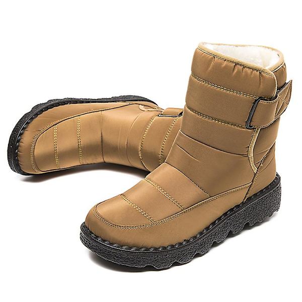 Dam vintersnöskor Vattentåliga skor Anti-halk Casual Lätt vandringskänga Xd-889 Khaki 41