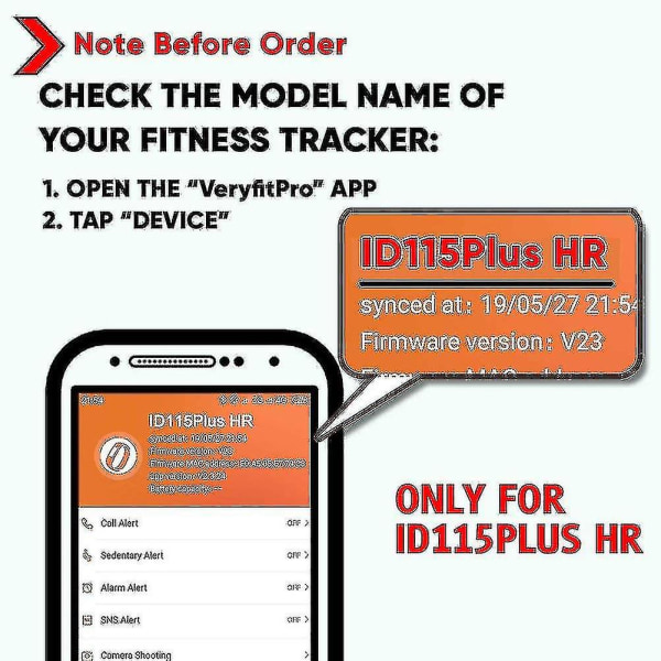 Veryfitpro Id115plus Hr Ersättningsband för Veryfit Pro Id115plus Hr Fitness Tracker Smart Watch