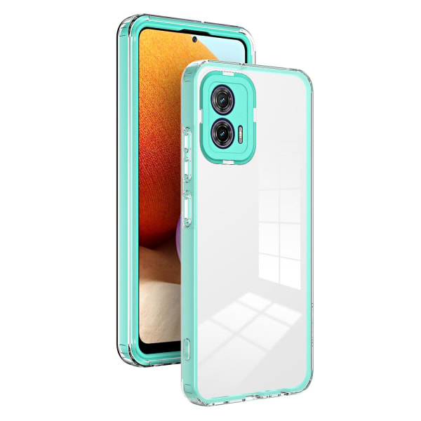 För Motorola Moto G73 5g Tpu Bakplatta + PC-ram + PC-kameraring Case 3-i-1 Transparent anti- cover Light Green