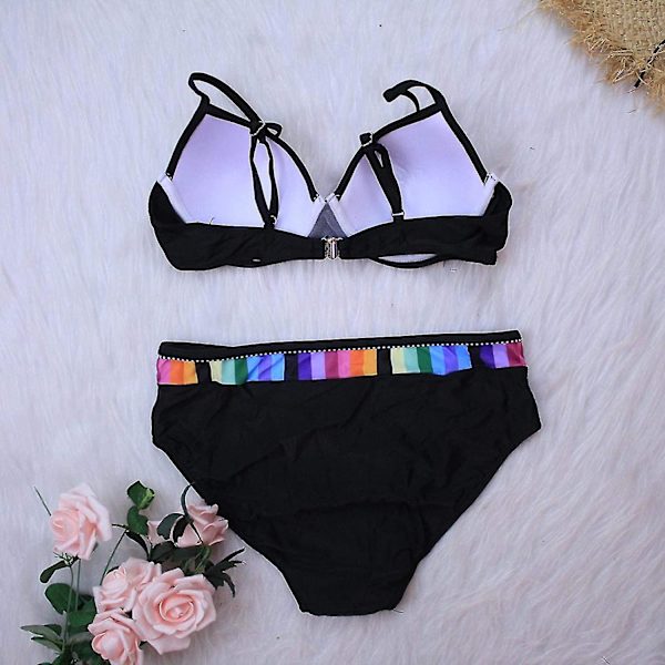 Ny Gradient Fyrfärgad Baddräkt Hög midja Baddräkt Bikini Underkläder Volang baddräkt Öppen baddräkt Hög midja Baddräkt Sexig hög midja Ope S