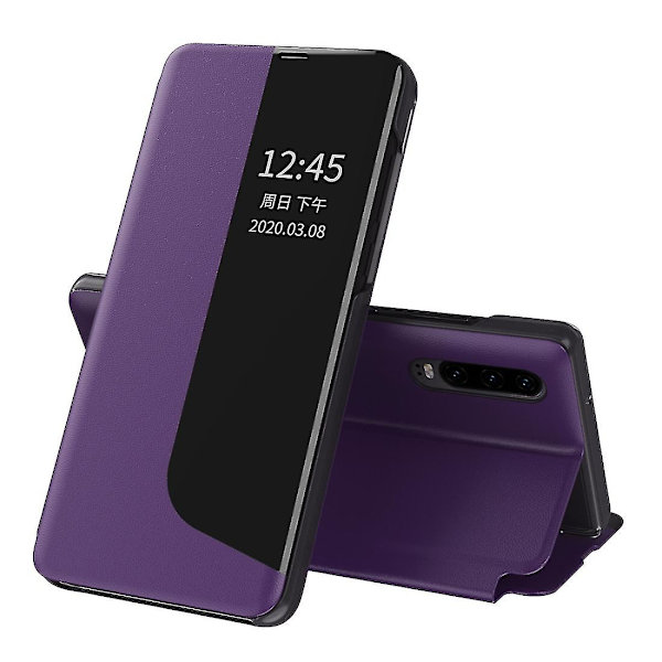 För Huawei P30 Side Display Flip Case Purple