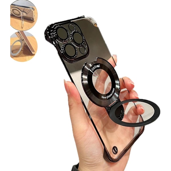 Magnetisk ramlöst case för Iphone 15 Pro Max/iphone 15 Pro med osynligt ringställ Black iPhone 15 Pro