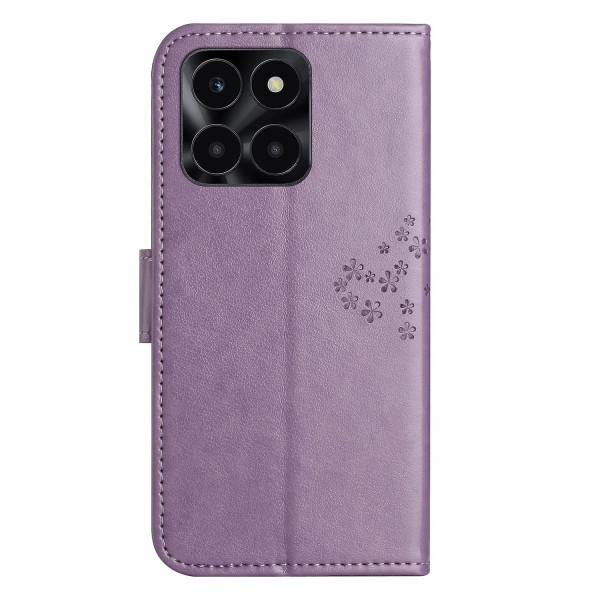 For Honor X6a 4g Owl Tree Imprinted Pu-läderställ Case Fullt skydd Cover Purple none