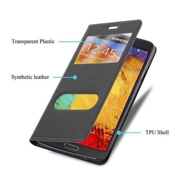 Samsung Galaxy NOTE 3 Cover Case Case - med 2 visningsfönster COMET BLACK Galaxy NOTE 3