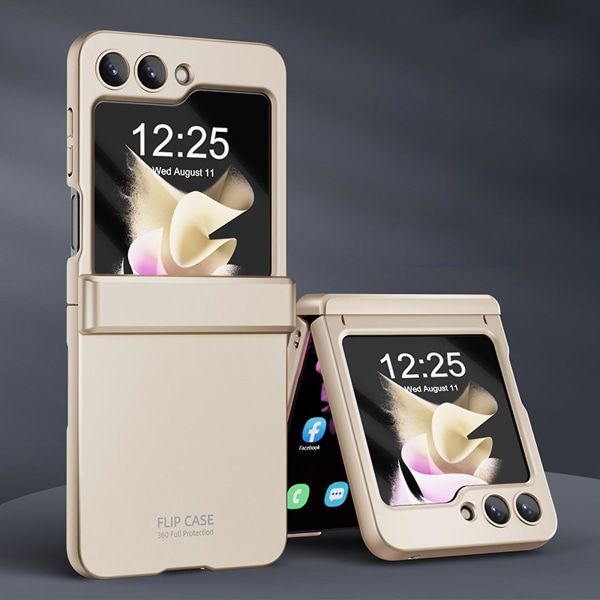 Galaxy Z Flip 5- case med gångjärnsskydd och inbyggt skärmskydd, cover Stötsäkert tunt case gold
