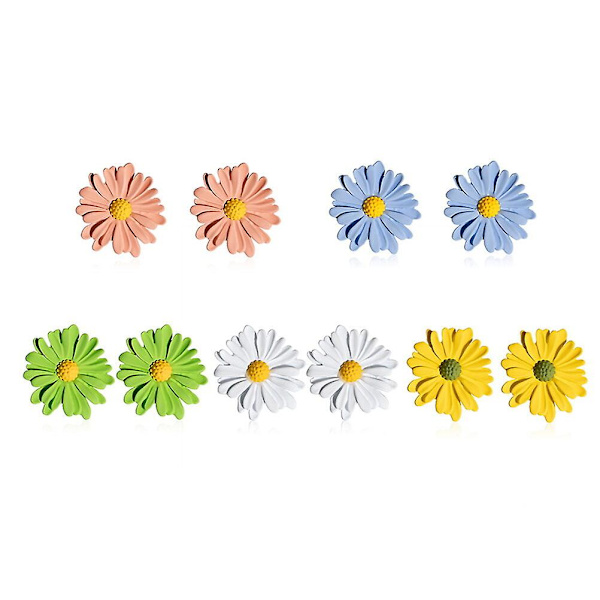 Nålörhänge Daisy örhängen Flower Ear Stud Creative Ear Smycken Fashion Ear Ring For Woman Girl Lady (vit) White 2.4X2.4cm