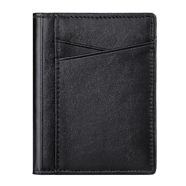 Män Kvinnor Smal Kreditkortsfodral Case Liten läderplånbok med ID-fönster, 8,5*10,5 cm black