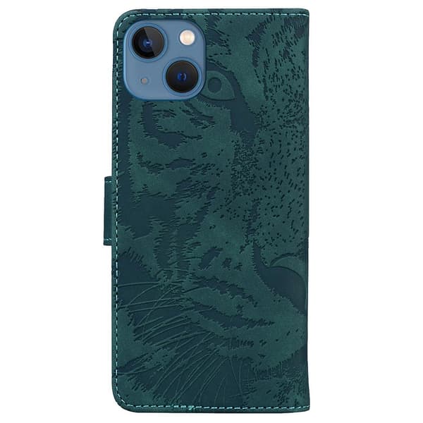 Tiger-präglat case för iPhone 15 Green