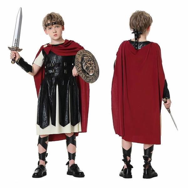 Spartan Warrior set Roman Gladiator Cosplay Halloween Carnival kostym för vuxet barn Child no shield knife M