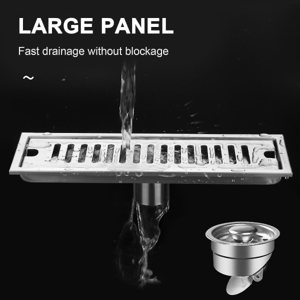 Rektangulär Golvavlopp Golv Badrum Duschrum Hotell Offentlig Dusch Avlopp 304 Rostfritt stål 40cm