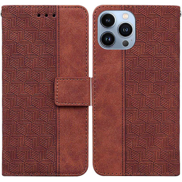 Geometriskt präglat case för iPhone 15 Pro Brown