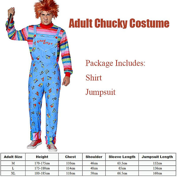 Unisex män vuxen frön av Chucky kostym Barn Chucky Halloween kostym Adult S