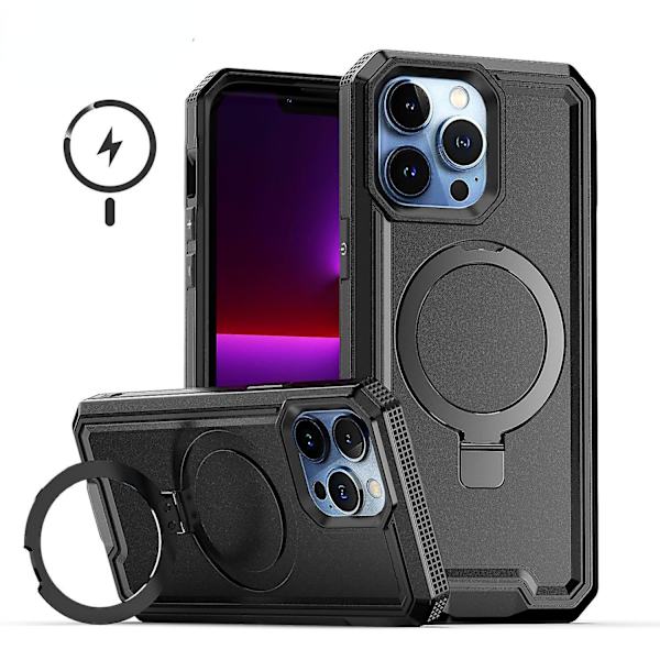 Magsafe Heavy Duty Drop Protection Fodral För Iphone 15 Pro Max 15 Ultra Med Stativ Black