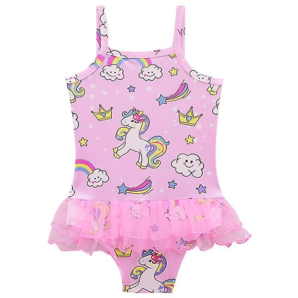 Barn Flickor Tecknad Unicorn Baddräkt Baddräkt i ett stycke Strandkläder Pink 4-5 Years