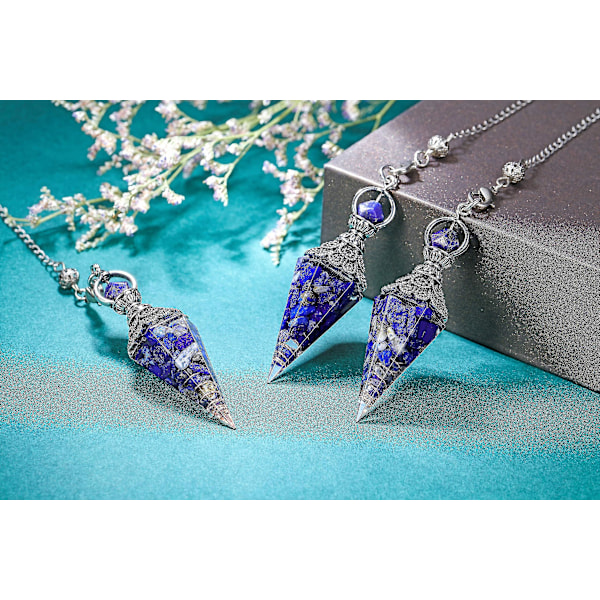 Chakra Crystal Pendel Hexagonal Reiki Healing Crystal Points Ädelsten Dowsing Pendel för spådom Scrying Wicca Lapis Lazuli